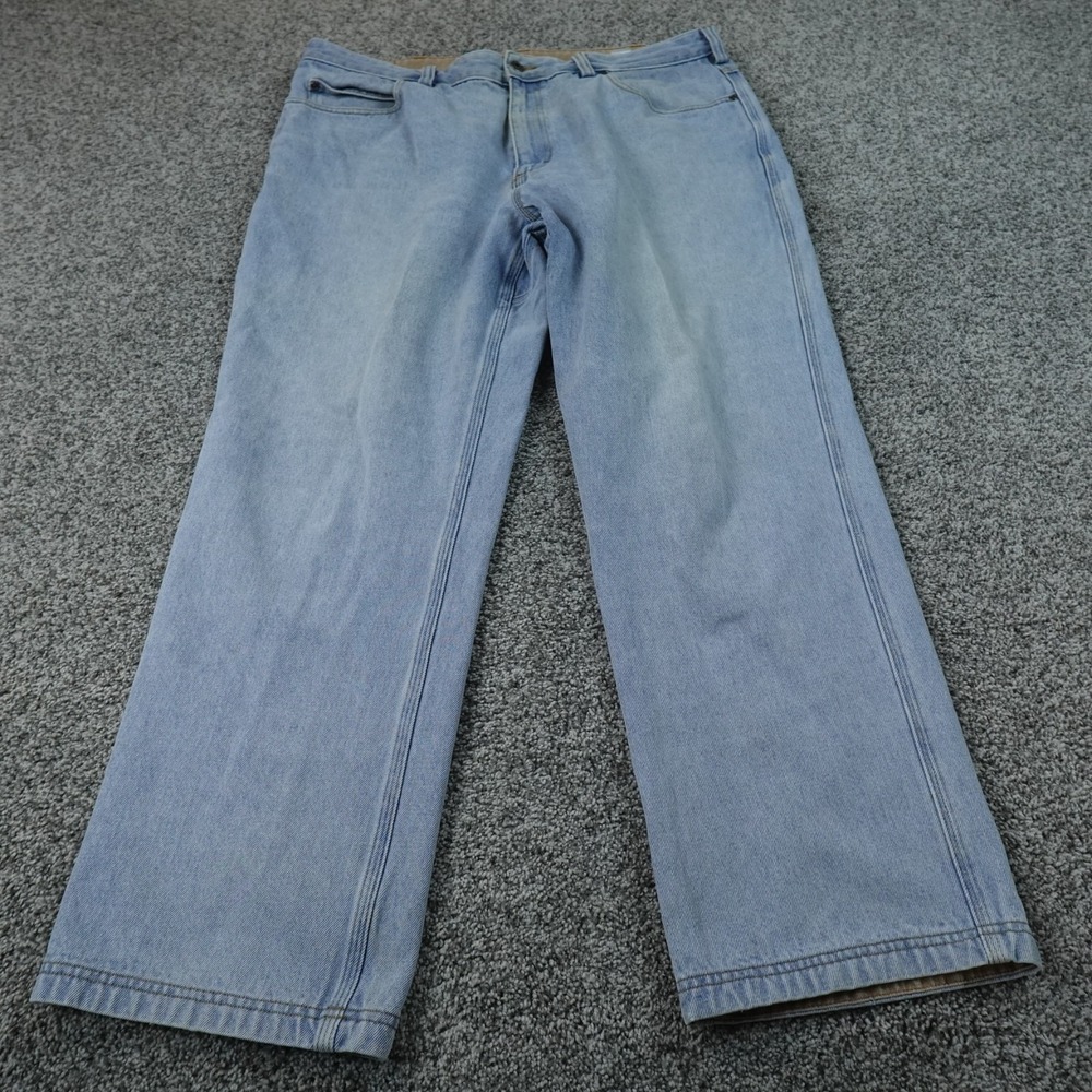 Duluth Trading Jeans Mens 40X30 Light Blue Denim Pants Straight Leg Outdoor Work